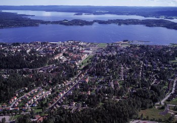 Flygfoto över Arvika. Foto: Arvika kommun.