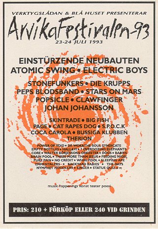 Affisch Arvikafestivalen 1993. Affisch Arvikafestivalen 1993.