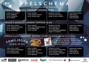 Spelschema för Arvika Hamnfest 2015.