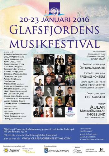 Officiell affisch Glafsfjordens Musikfestival 2016. Foto: Glafsfjordens Musikfestival.
