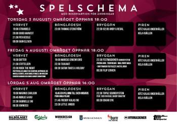 Spelschema för Arvika Hamnfest 2017. Foto: Arvika Hamnfest.