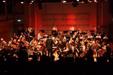 Musikskolans symfoniorkester på Musikskolans konsert på Musikhögskolan Ingesund vt18. Foto: David Fryxelius.