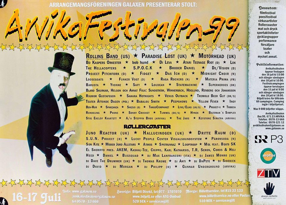 Affisch Arvikafestivalen 1999.