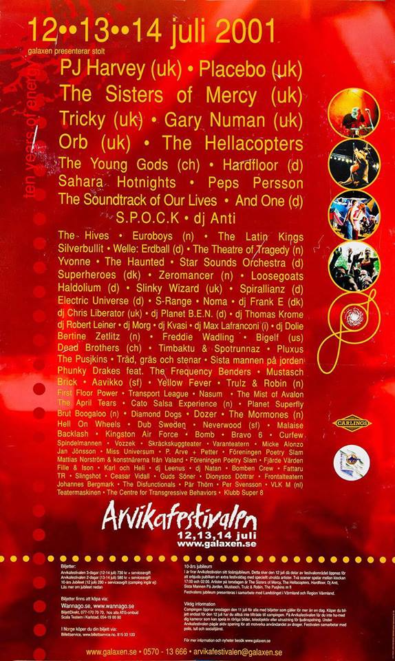 Affisch Arvikafestivalen 2001.