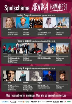 Spelschema Arvika Hamnfest 2018.