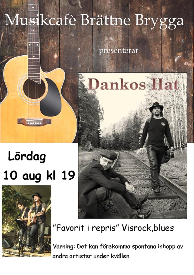 Affisch Musikfest Brättne brygga 10 augusti 2019.