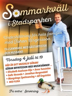 Affisch Sommarkväll i stadsparken 4 juli 2019