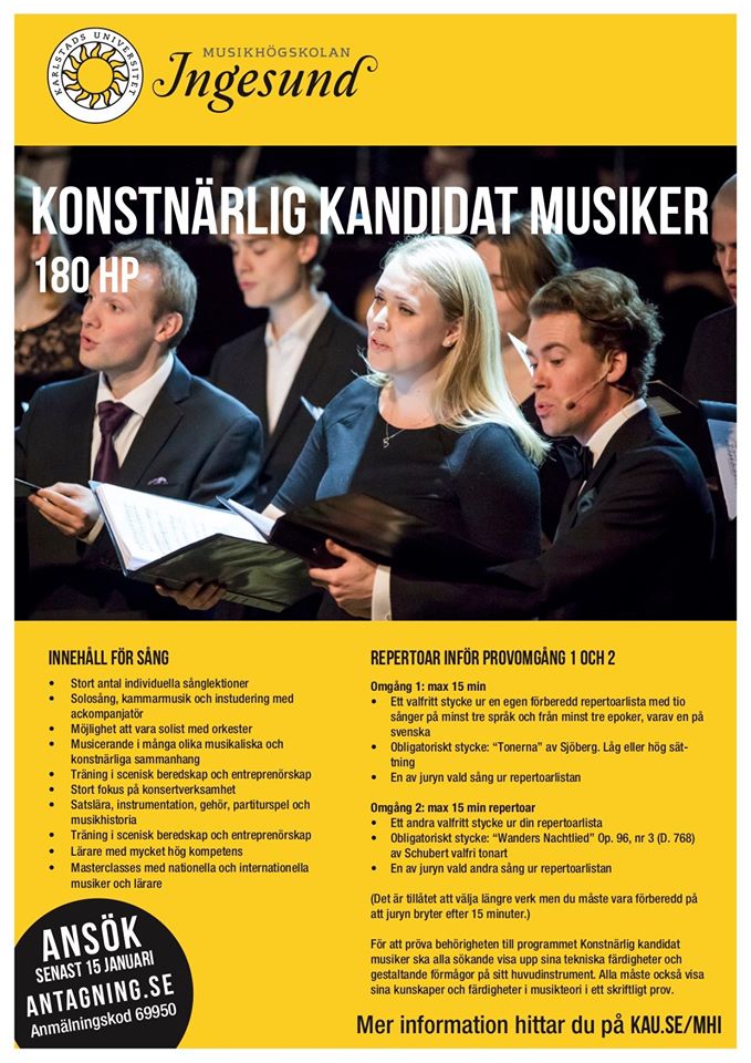 Konstnärlig kandidat musiker ht20