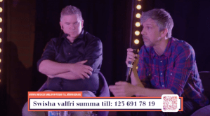 Gästerna i soffan, Andreas Olsson och Tobias Östlund, på insamlingsgalan "Music against Covid-19".