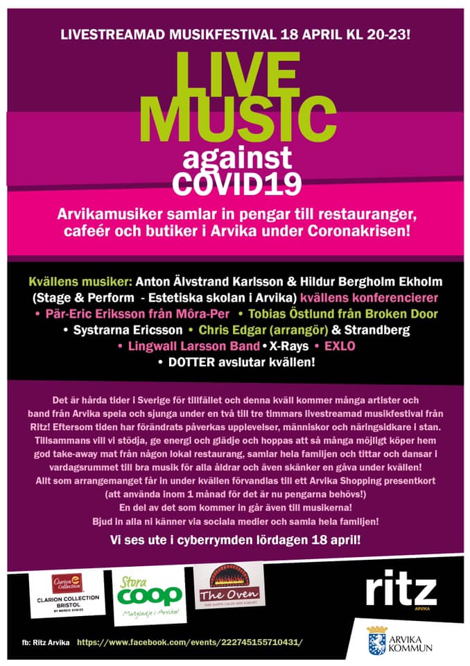 Affisch: Live music against Covid-19.