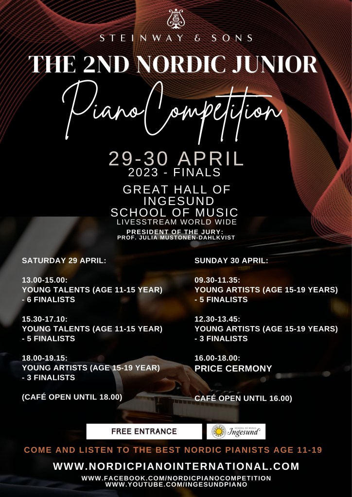 Affisch: Nordic Junior Piano Competition 2023.