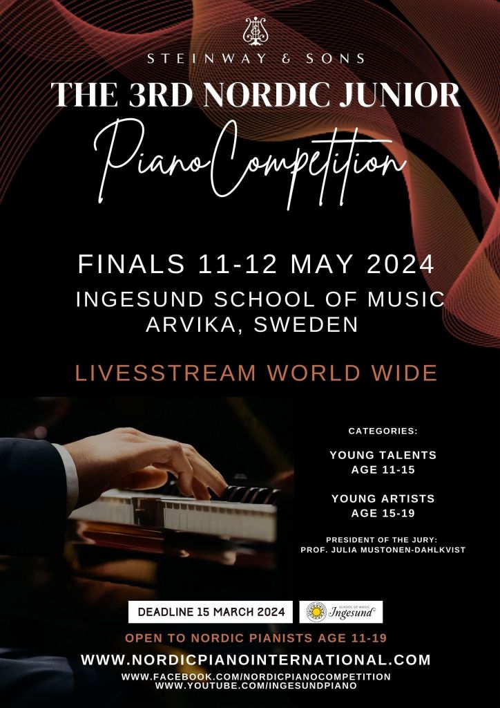 Affisch: Steinway & Sons The 3rd Nordic Junior Piano Competition 2024.
