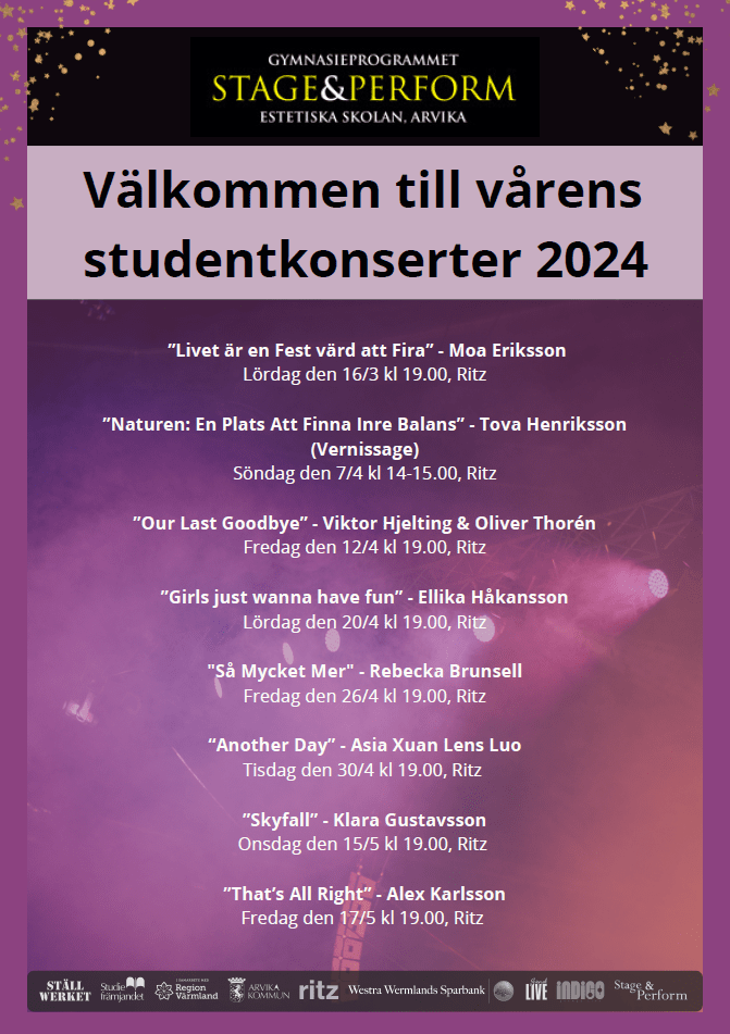 Affisch: Studentkonserter 2024.