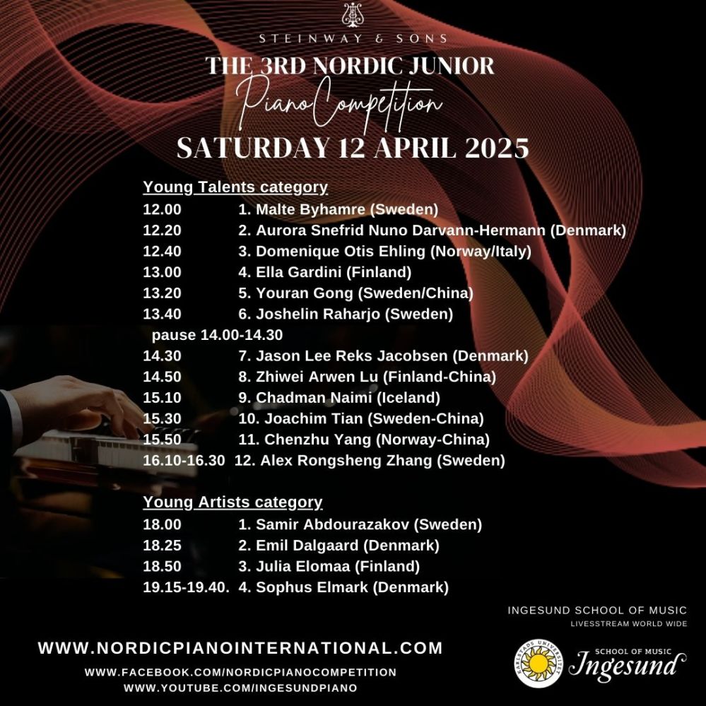 Nordic Junior Piano Competition 12 april.