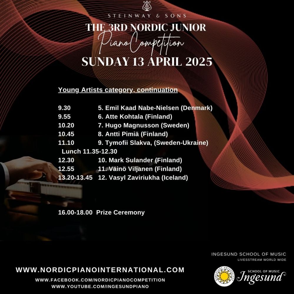 Nordic Junior Piano Competition 13 april.